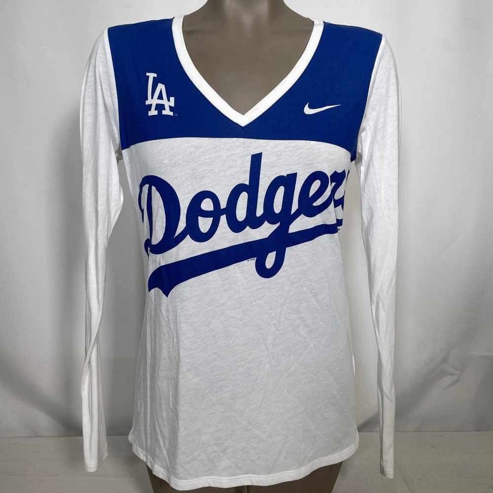 Los Angeles Dodgers MLB Nike White Blue Long Sleeve T-Shirt Women's MEDIUM
